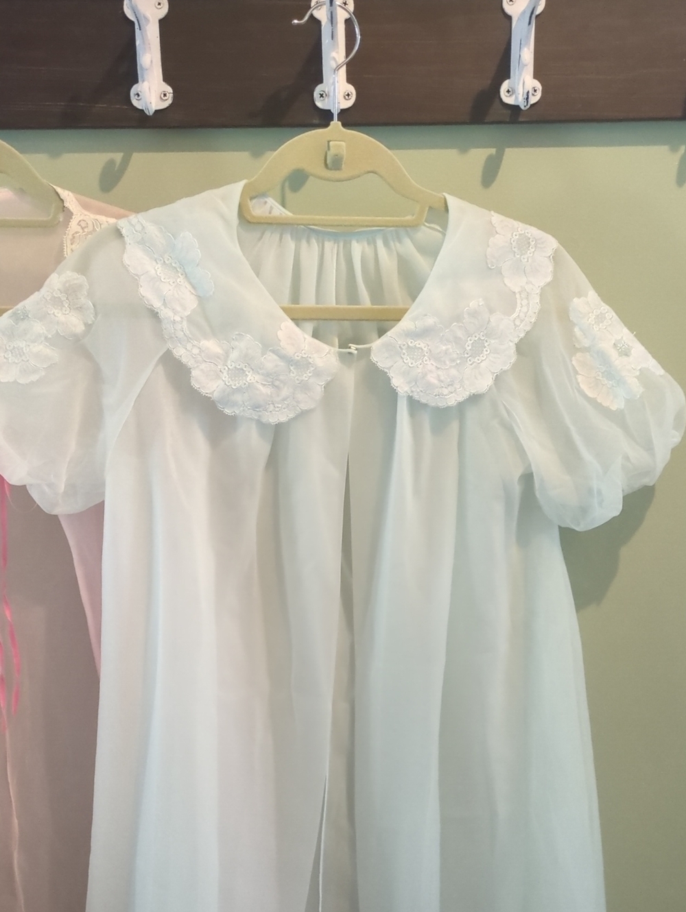 Vintage Vanity Fair & Shadowline Sheer Peignoir Robe Set Pink Blue Lace SP - Picture 7 of 16